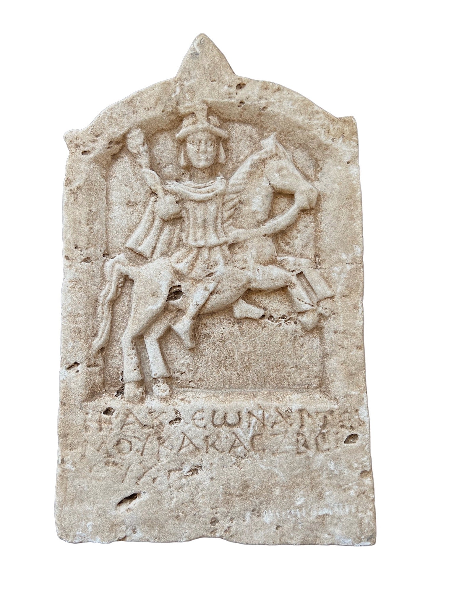 Dedicatory Relief With Rider with Arched Pediment, Greek, 2nd century AD - Vanità Gallery