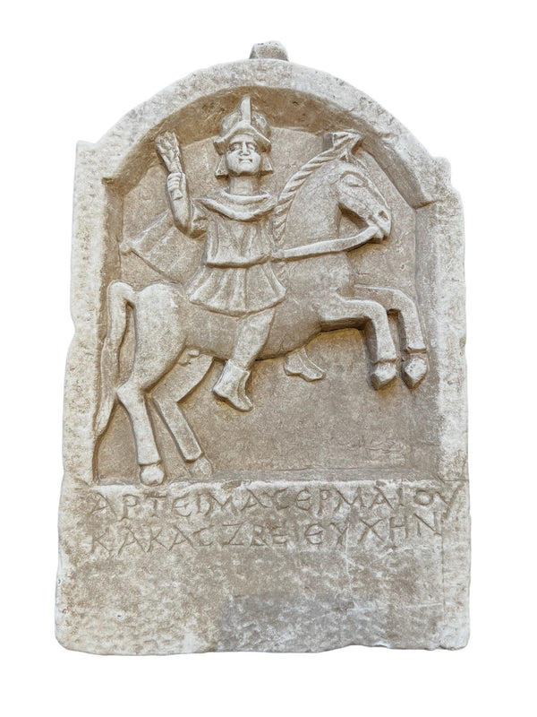 Dedicatory Relief With Rider with Arched Gable, Greek Art, 2nd century AD | Vanità Gallery