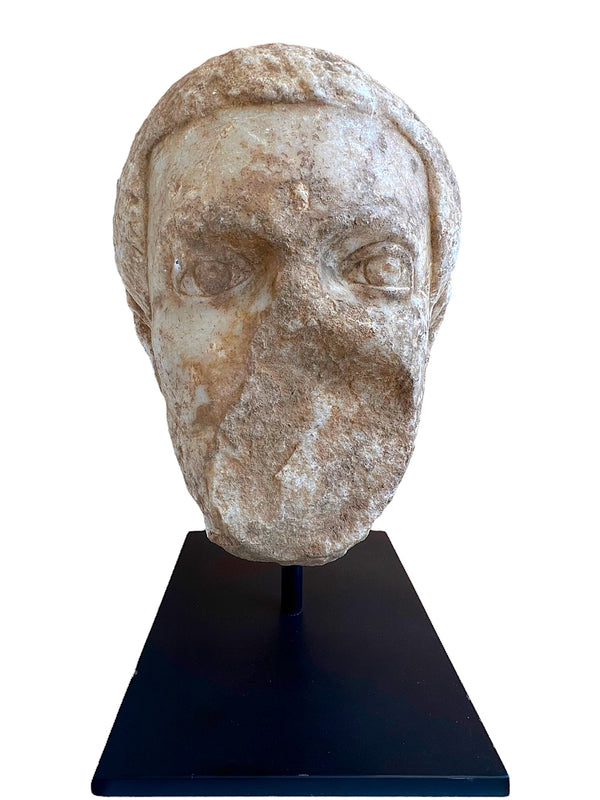 Head of a Roman Soldier Marble Statue ca 2nd half of 3rd c. AD | Vanità Gallery