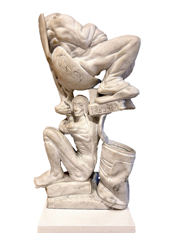 David and Goliath a Marble Sculpture by L'O circa 1990s | Vanità Gallery