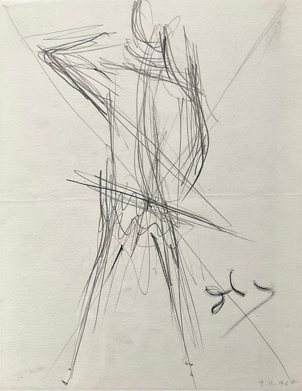 Salvador Dali, Violoncellist Front Side, Pencil on Paper, Circa 1967 - Vanità Gallery